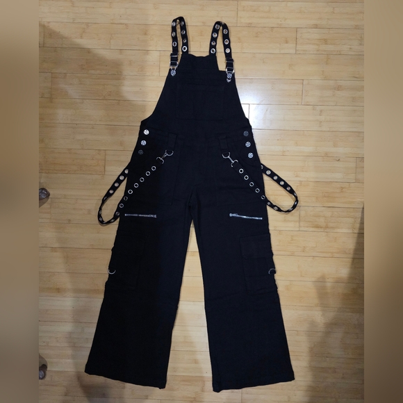 Dolls Kill Pants - Dolls Kill Rare The Grave Girls Punk Goth Black Tough Life Denim Overalls S M